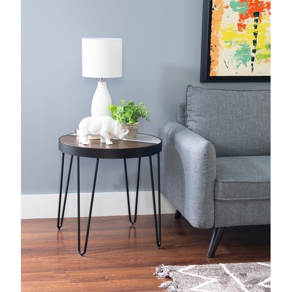 Rolinda Two Toned Side Table with Faux Marble Top