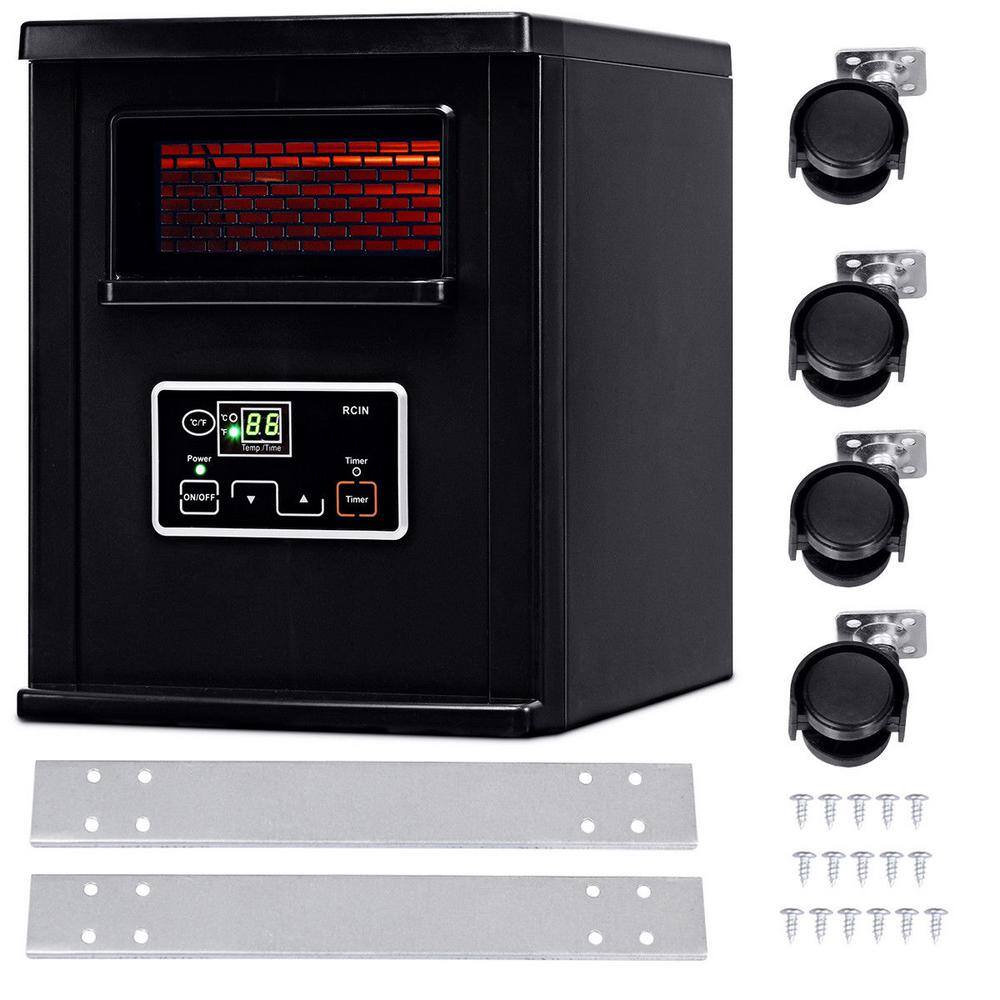 Costway 1500-Watt Electric panel Portable Infrared Quartz Space Heater Remote Black GHM0472