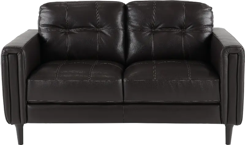 Verona Dark Brown Leather Loveseat