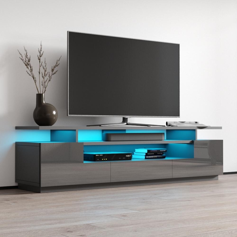 Strick   Bolton Sparkes 77 inch High Gloss TV Stand with LED Lights