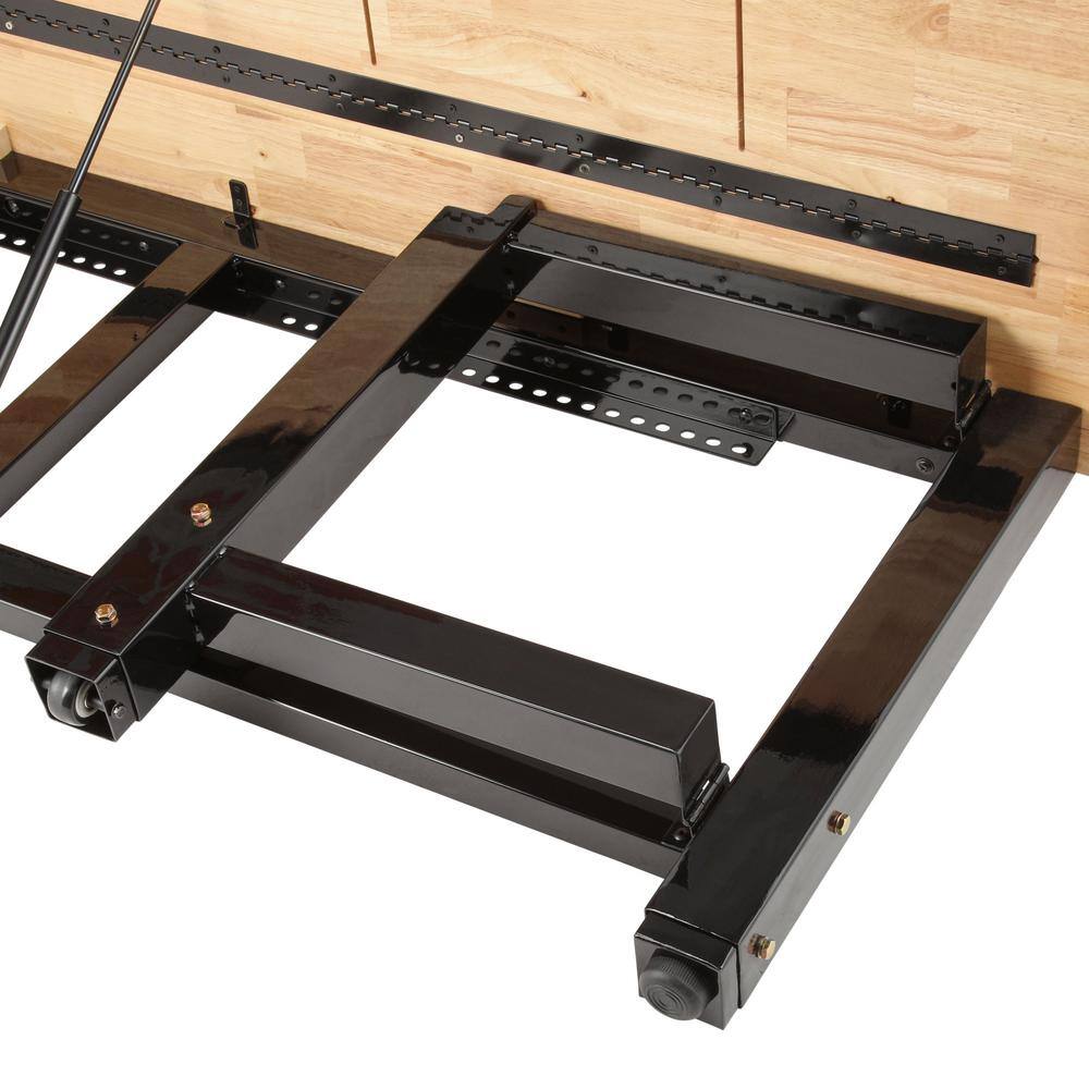 Husky Ready-To-Assemble 6 ft. Folding Adjustable Height Solid Wood Top Workbench in Black WSH72FWB