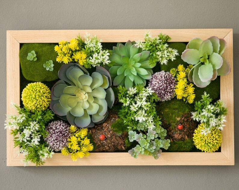 Faux Plant Succulent Wall, Faux Greenery Foliage With Stem, Fake Succu