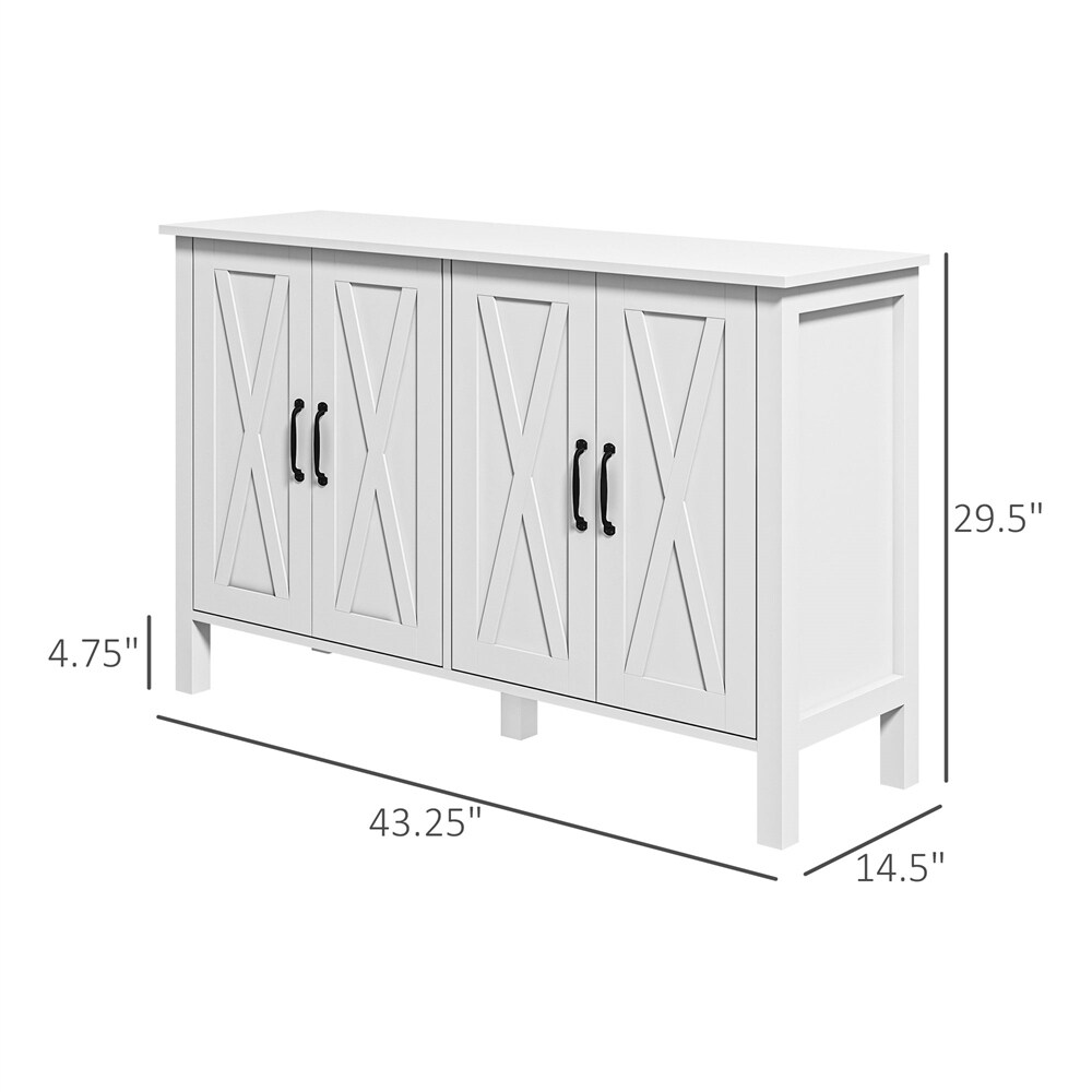 Buffet Cabinet with 4 Barn Doors and 2 Adjustable Shelves   N/A