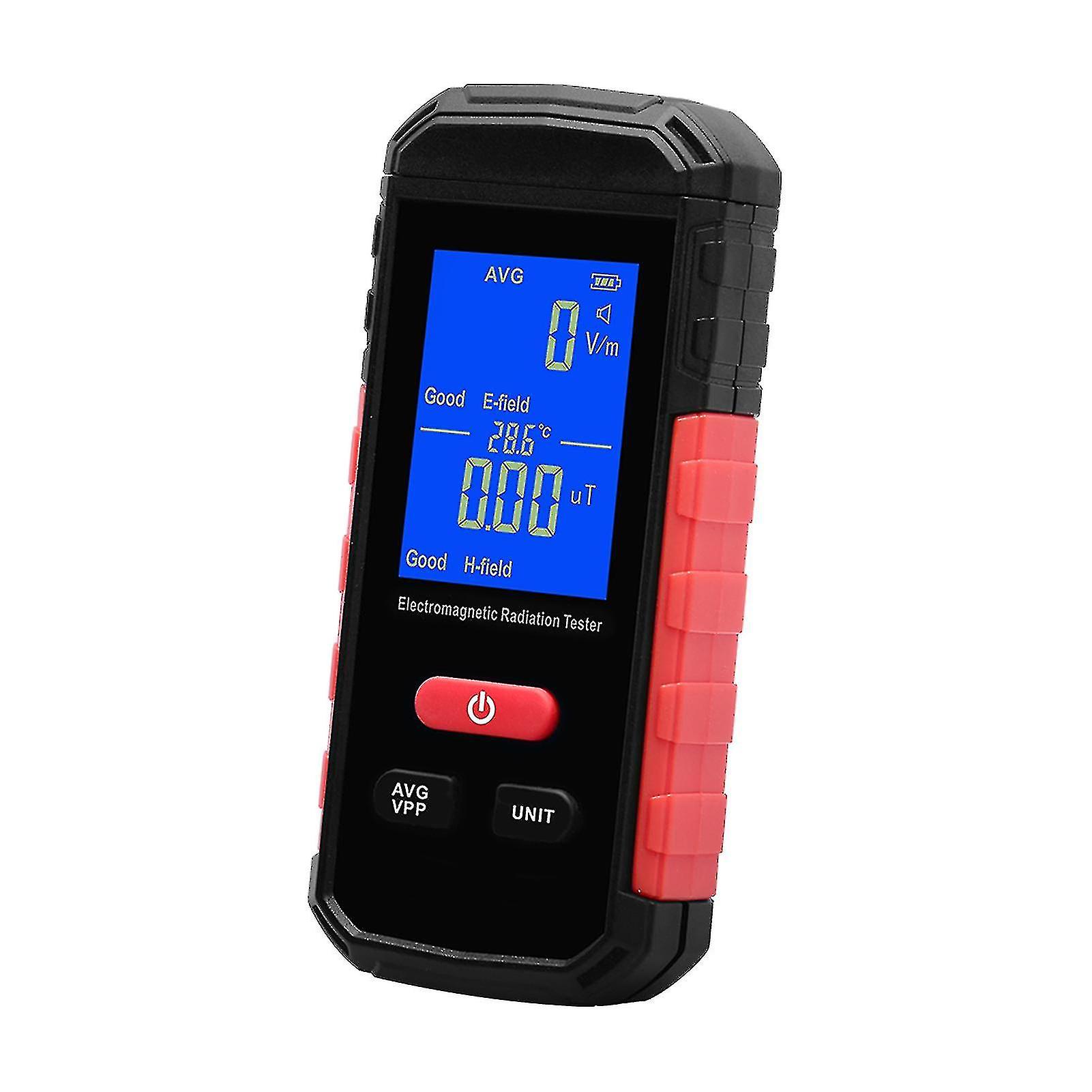 Digital Electromagnetic Radiation Tester Emf Meter Lcd Backlight Portable Electric Magnetic Field Radiation Detection Alarm Average/ Peak Mode Recharg