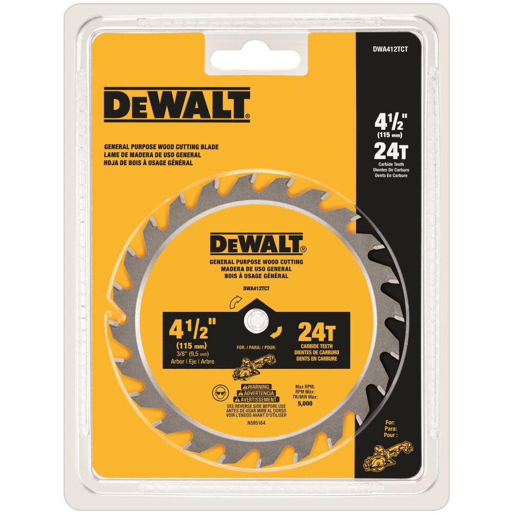 DW 4-1/2 In. 24T TCT Saw Blade DWA412TCT from DW