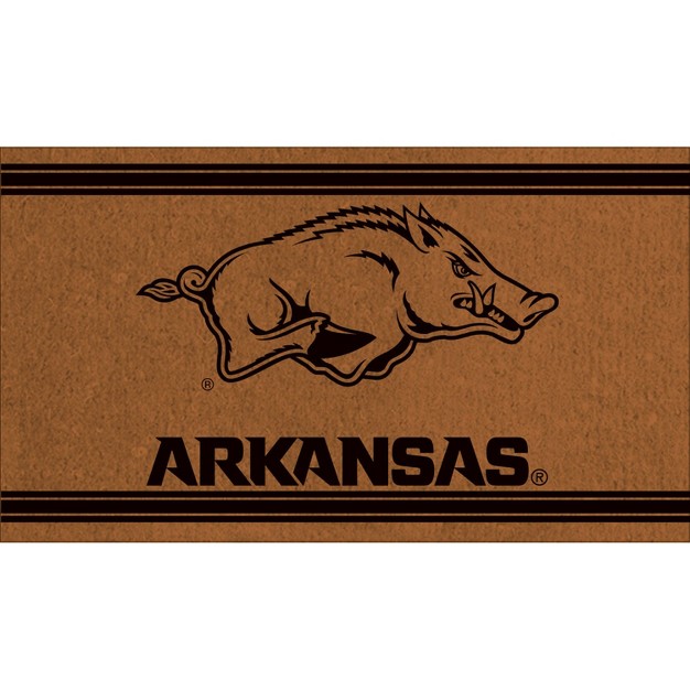 Evergreen University Of Arkansas Logo Turf Mat Brown 28 X 16 Inches Indoor Outdoor Doormat