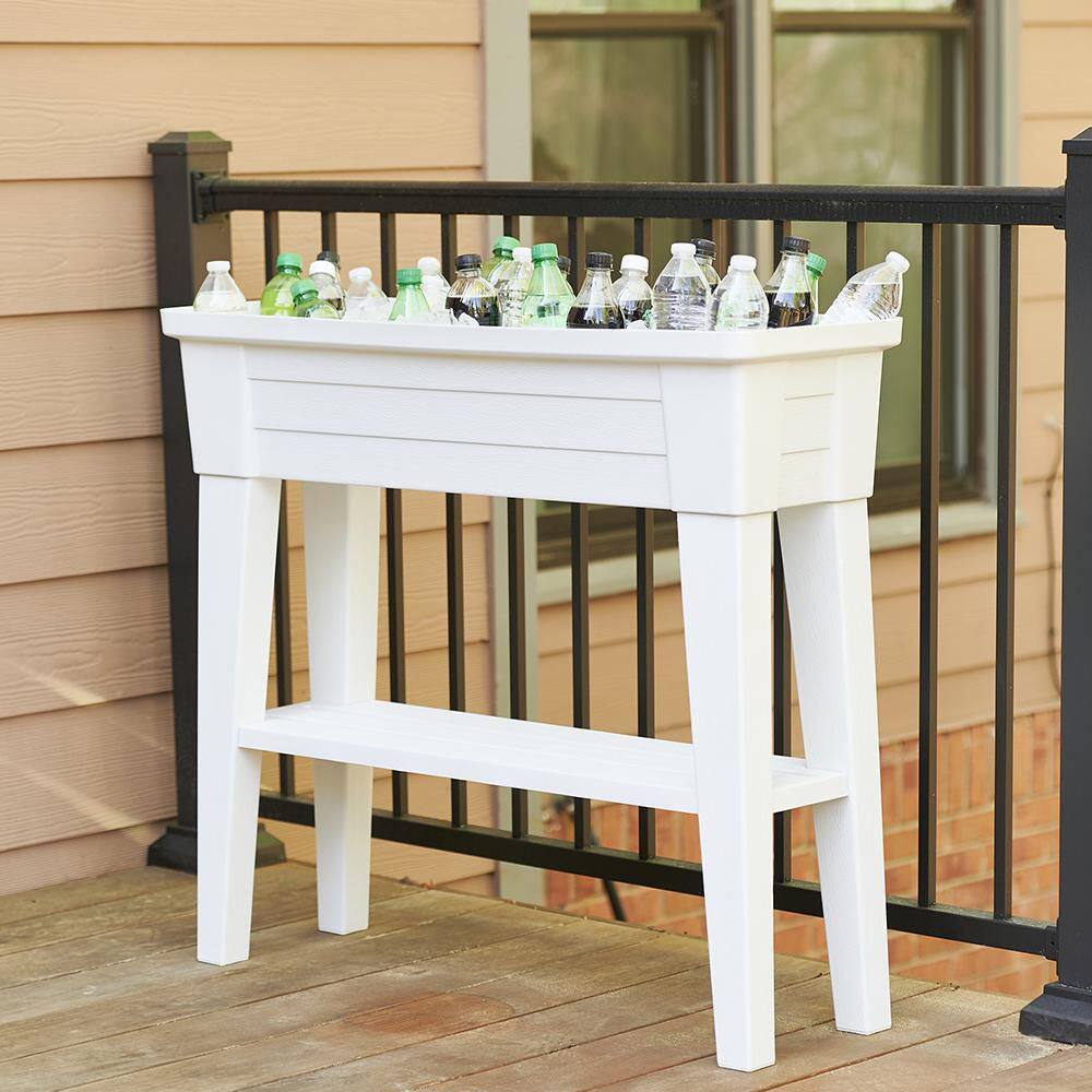 Southern Patio 36 in. x 11.8 in. x 31.5 in. White Plastic 40 Qt. Capacity Large Raised Garden Planter HDR-091349A