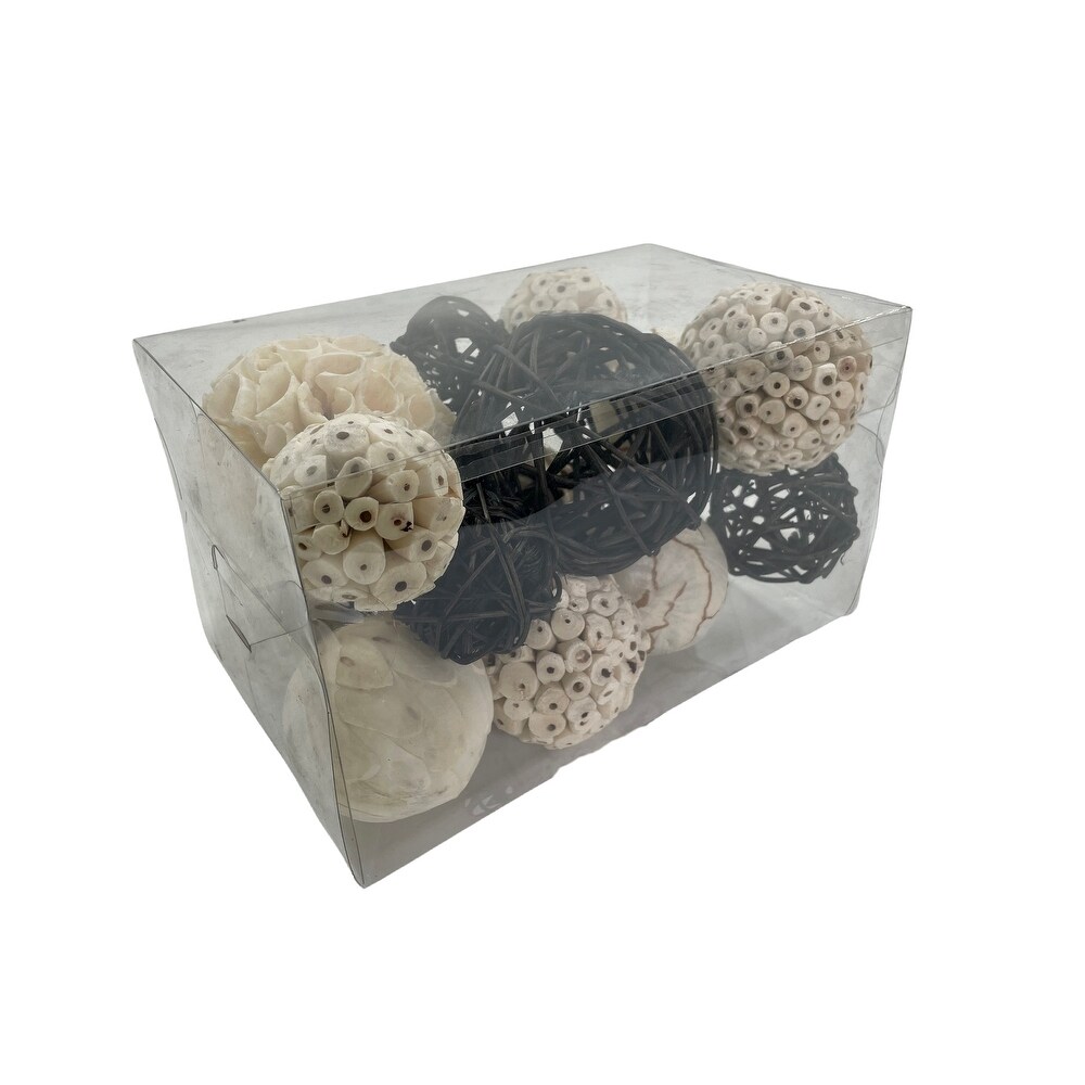 Mixed Texture Orbs Carton Large 15pc Black   2 4