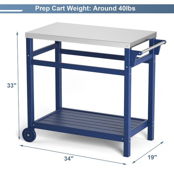 Outdoor Prep Cart Dining Table for Pizza Oven，Patio Grilling Backyard BBQ Grill