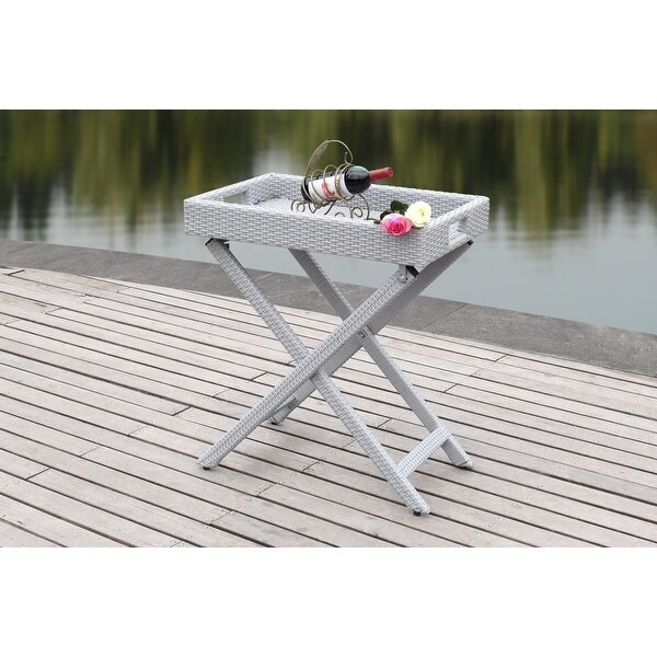 SAFAVIEH Outdoor Living Bardia Grey Folding Tray Table