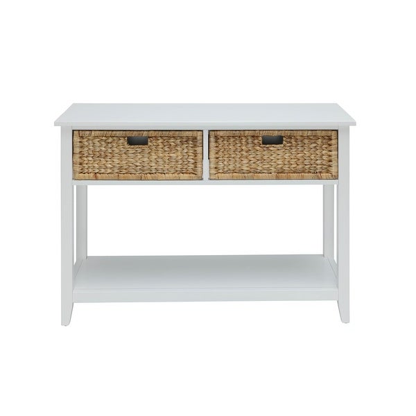 Modern Style Console Table， Sofa Table With 2 Baskets And Shelf