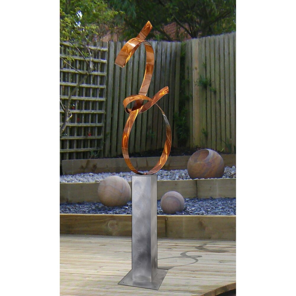 Statements2000 Large Modern Metal Sculpture Indoor Outdoor Garden Art Decor by Jon en   Copper ure with Silver Base