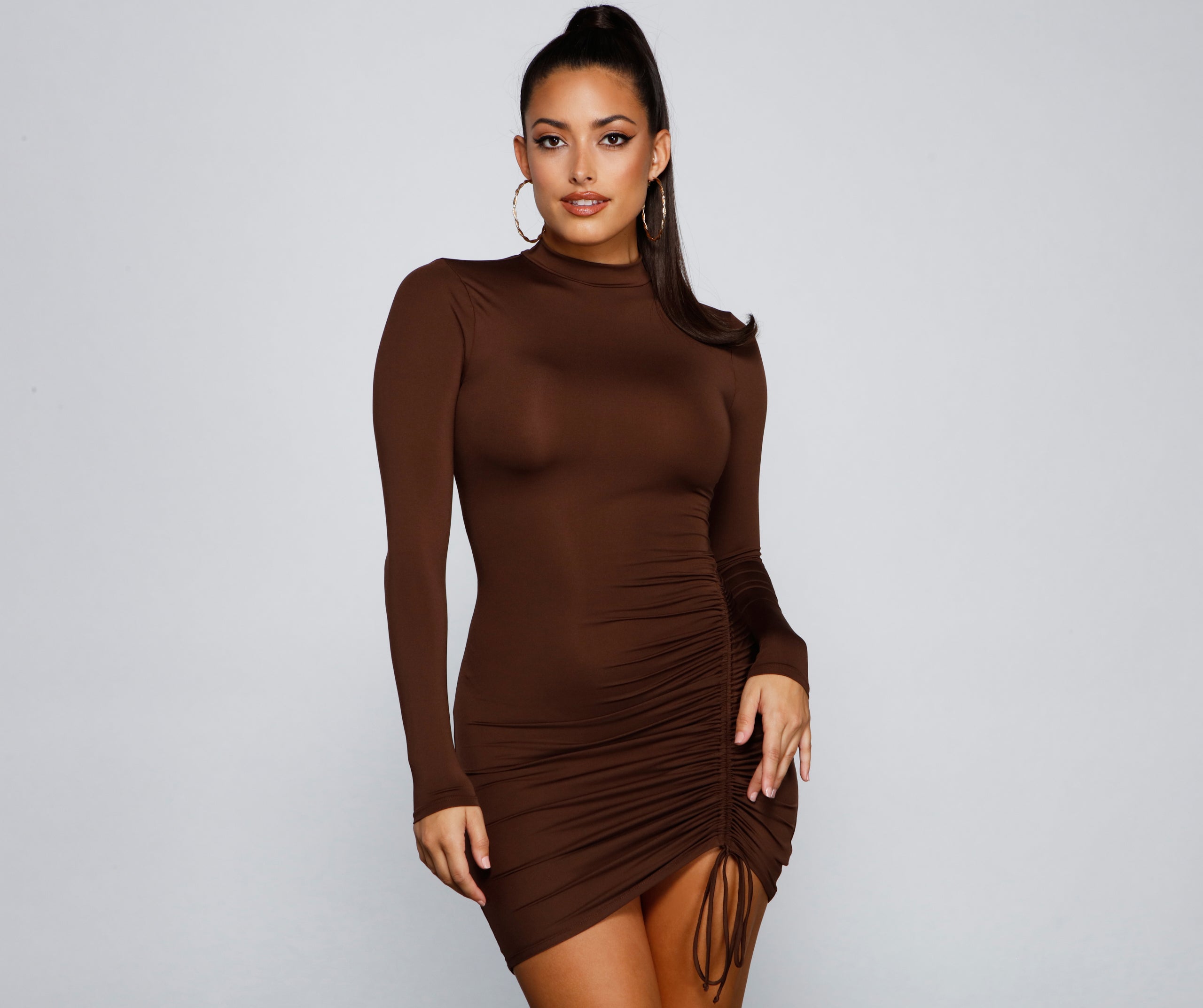 Drawn To Glam Ruched Mini Dress