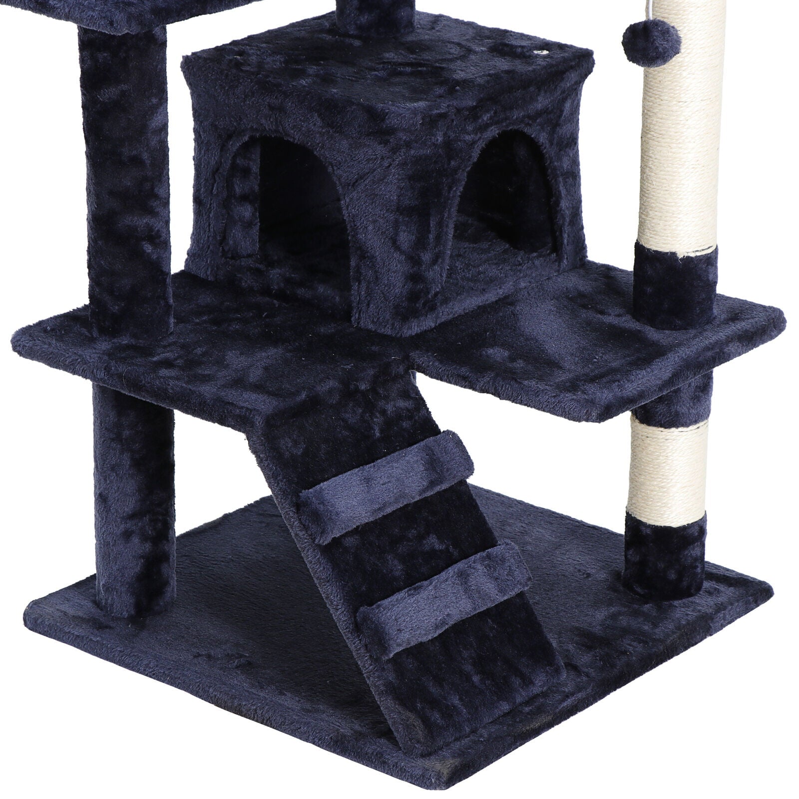 ZENSTYLE 53" Cat Tree Scratching Post Condo Tower Pet Kitty Playhouse Activity W/ Cave & Ladders Indoor Have Fun - Blue