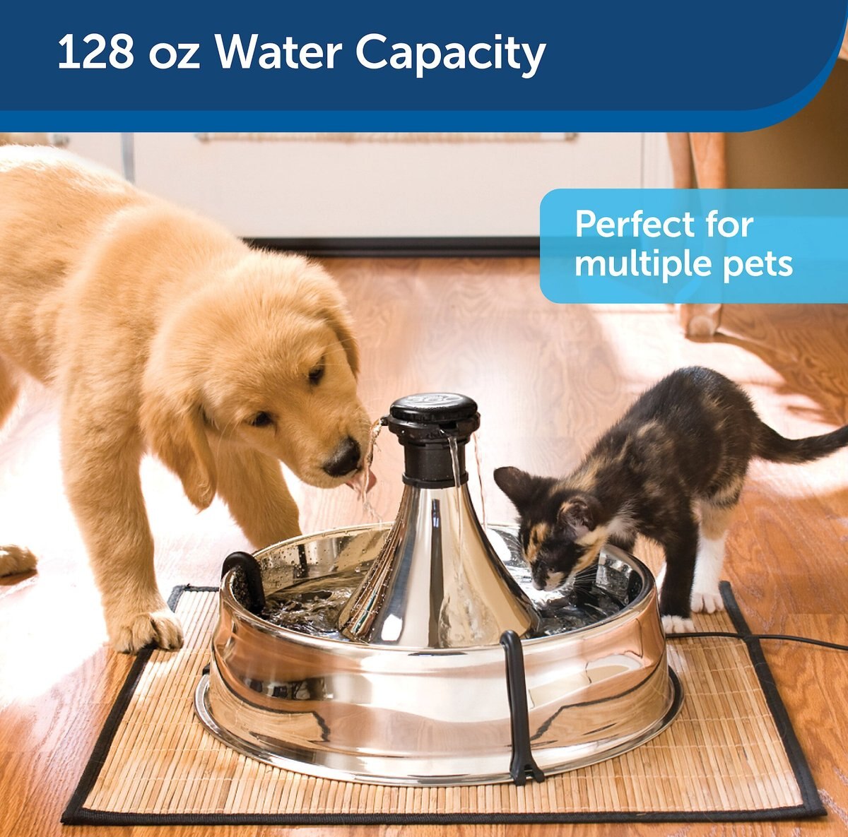 PetSafe Drinkwell 360 Stainless Steel Cat and Dog Water Fountain， 128-oz