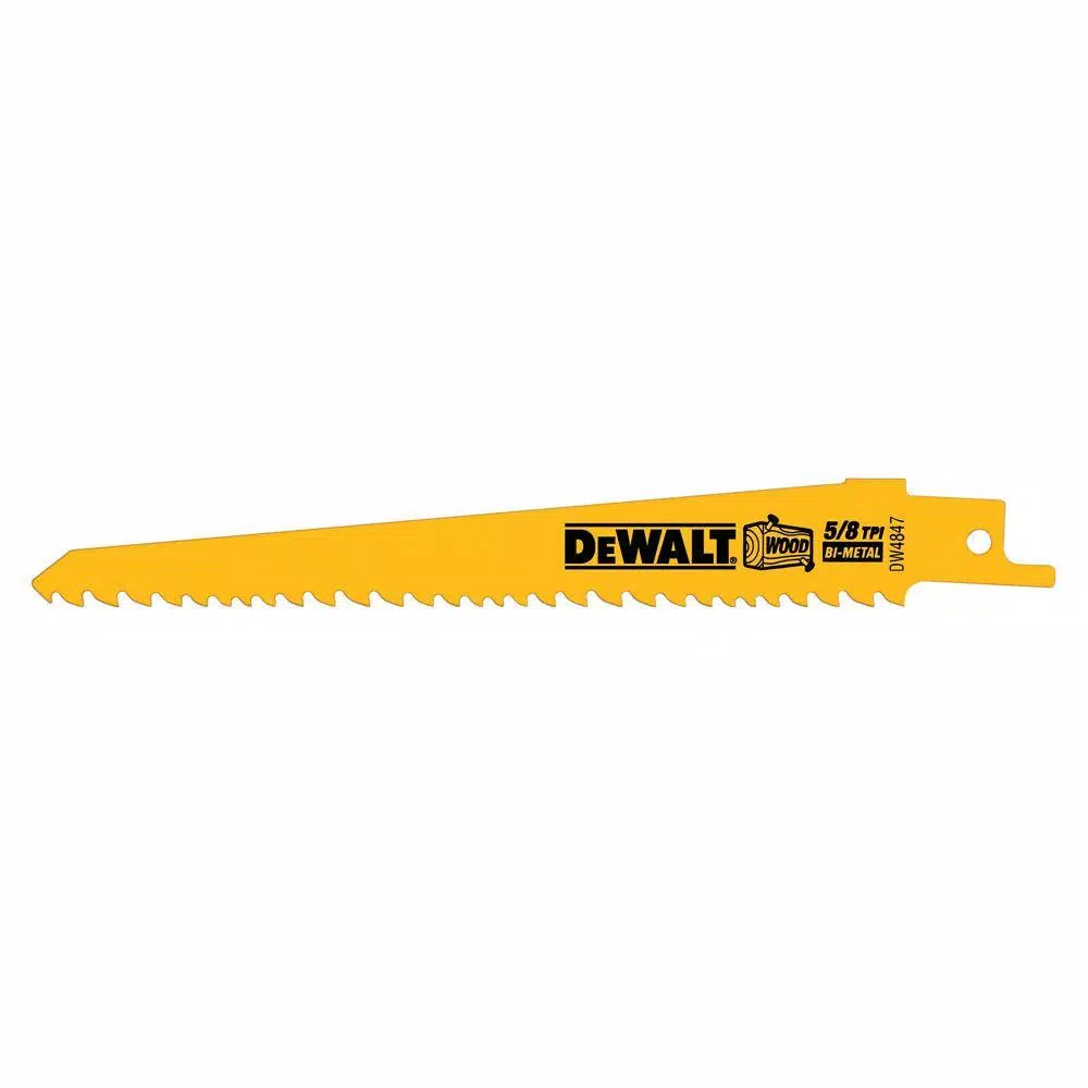 DEWALT 6 in. 5/8 Teeth per in. Taper Back Bi-Metal Reciprocating Saw Blade (5-Pack) and#8211; XDC Depot