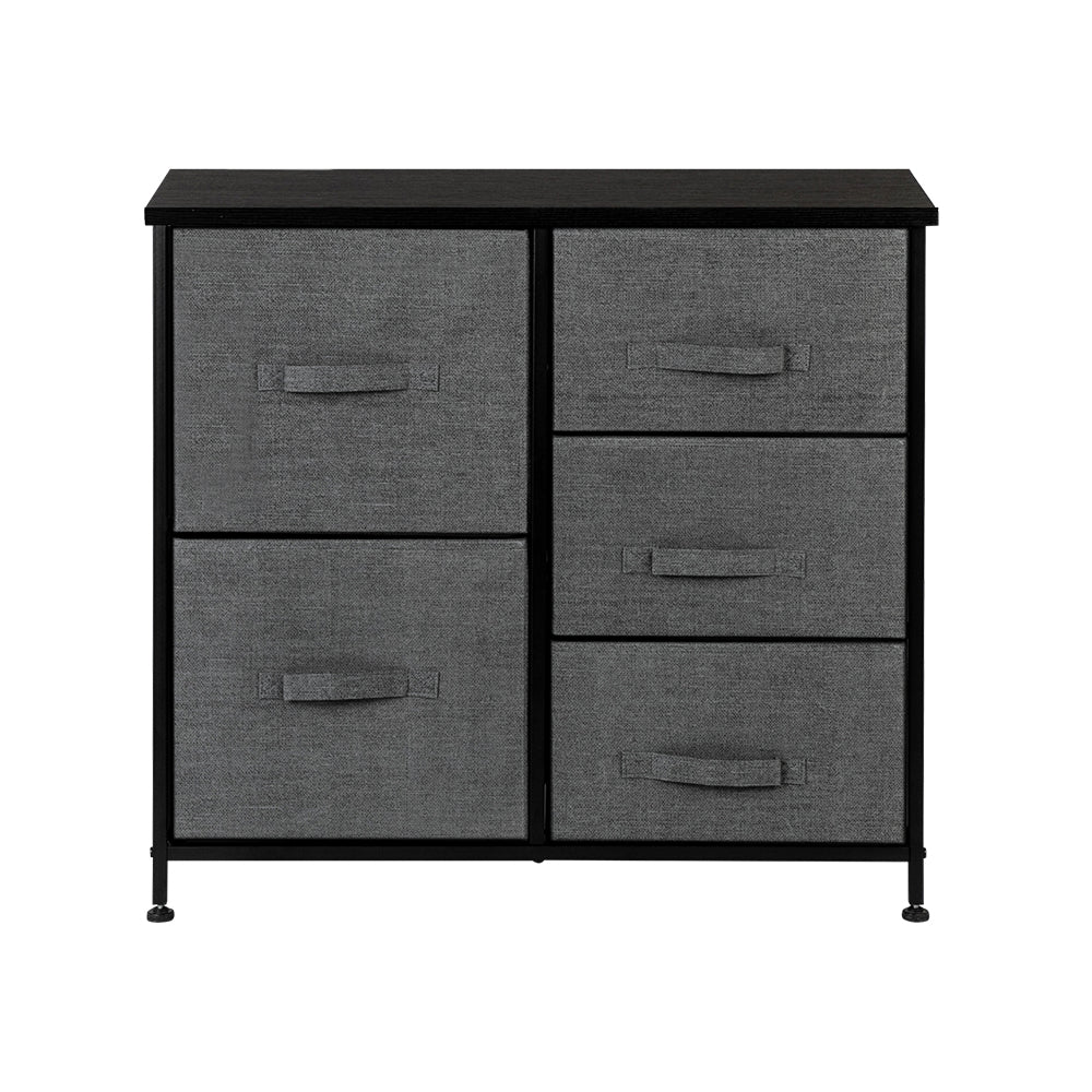 Dresser Organizer with 5 Drawers, Fabric Dresser Tower Gray