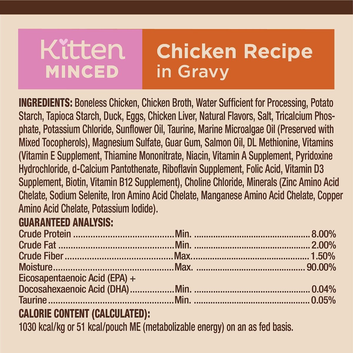 Wellness CORE Tiny Tasters Kitten Chicken Grain-Free Minced Wet Cat Food， 1.75-oz pouch， case of 12