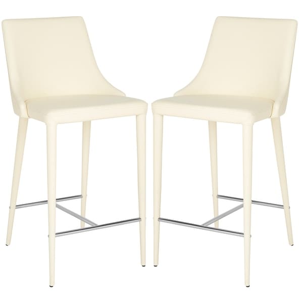 SAFAVIEH Mid-Century Dining Summerset 26-inch Buttercream Counter Stool (Set of 2) - 22.9 x 18.9 x 37.4