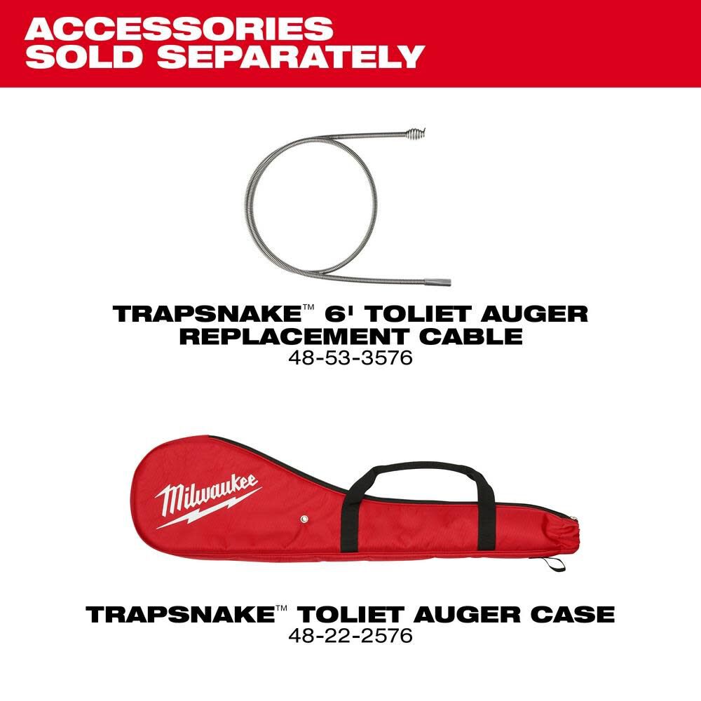 Milwaukee TRAPSNAKE 6' Toilet Auger Bare Tool 49-16-3576 from Milwaukee