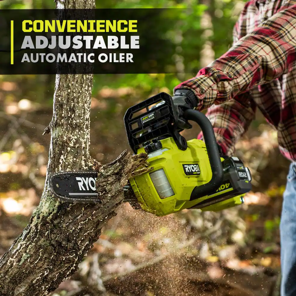 RYOBI RY405010BTL 40V HP Brushless 14 in. Cordless Battery Chainsaw (Tool Only)