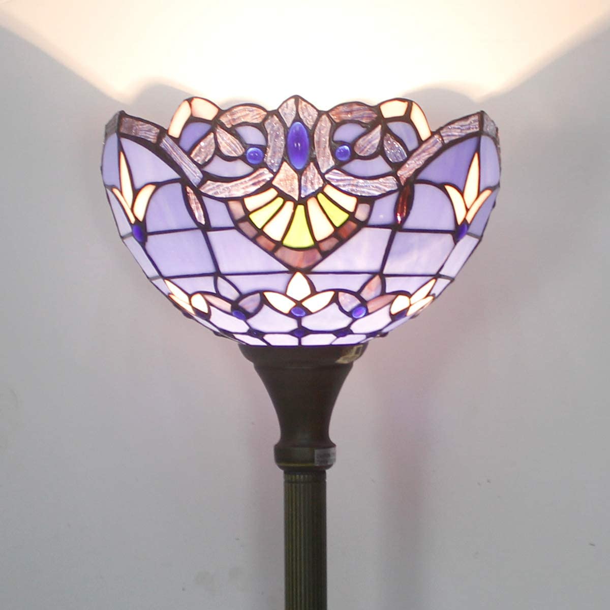 BBNBDMZ Tiffany Floor Lamp Blue Purple Baroque Stained Glass Light 12X12X66 Inch Pole Torchiere Standing Corner Torch Uplight Decor Bedroom Living Room  Office S003C Series