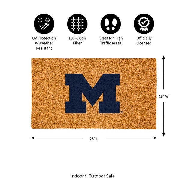 Evergreenncaamichigan Wolverines Logo Natural Coir 28 X 16 Inches Indoor Outdoor Doormat