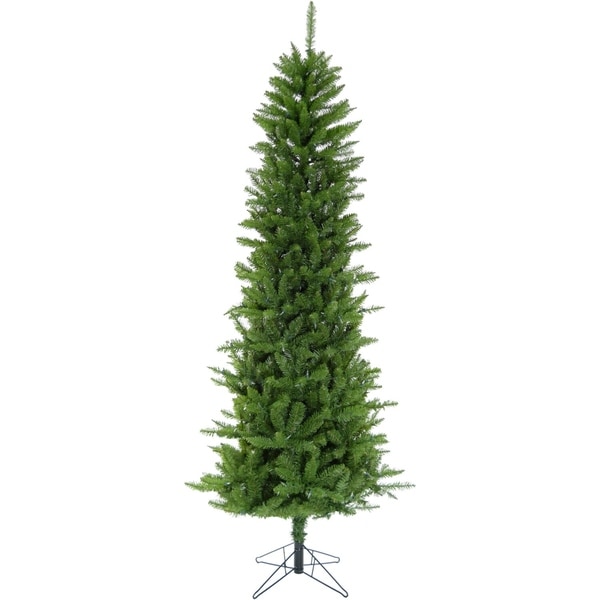 Christmas Time 7.5Ft Prelit Winter Wonderland Slim Green Christmas Tree with EZ Connect Clear Smart Lights and Metal Stand