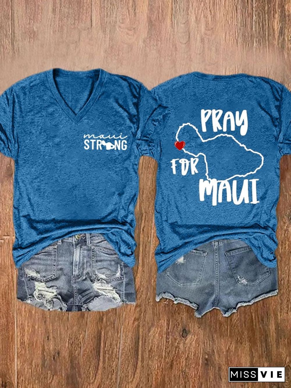 Women's Maui Strong Pray For Maui Print Short Sleeve T-Shirt