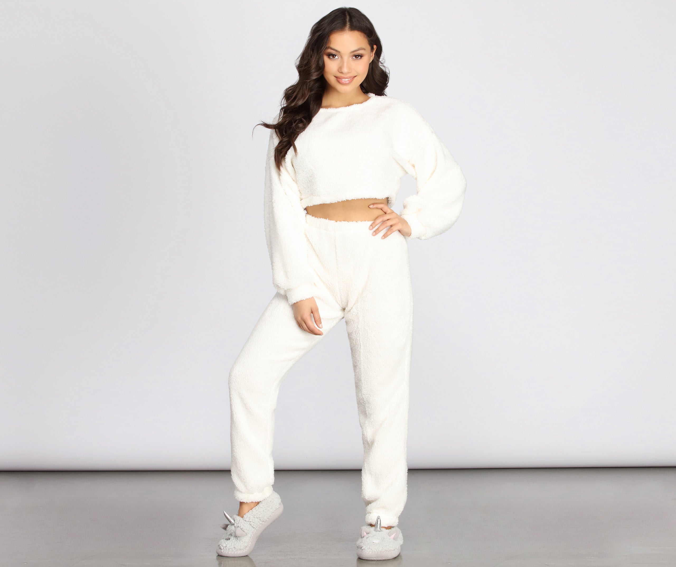 Pj Party Cozy Sherpa Crop Top