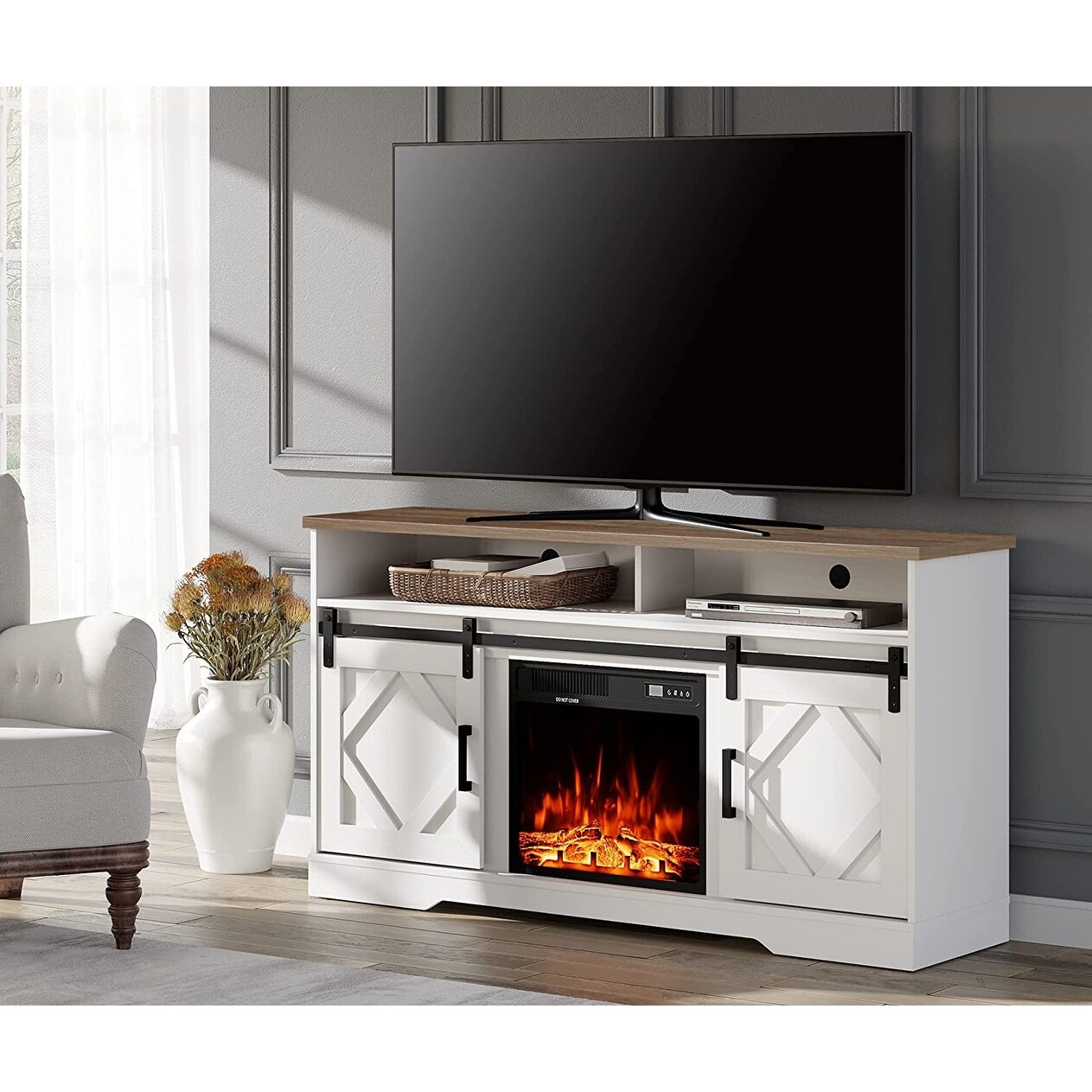 WAMPAT Electric Fireplace TV Stand for TVs Up to 65 Inch - 59