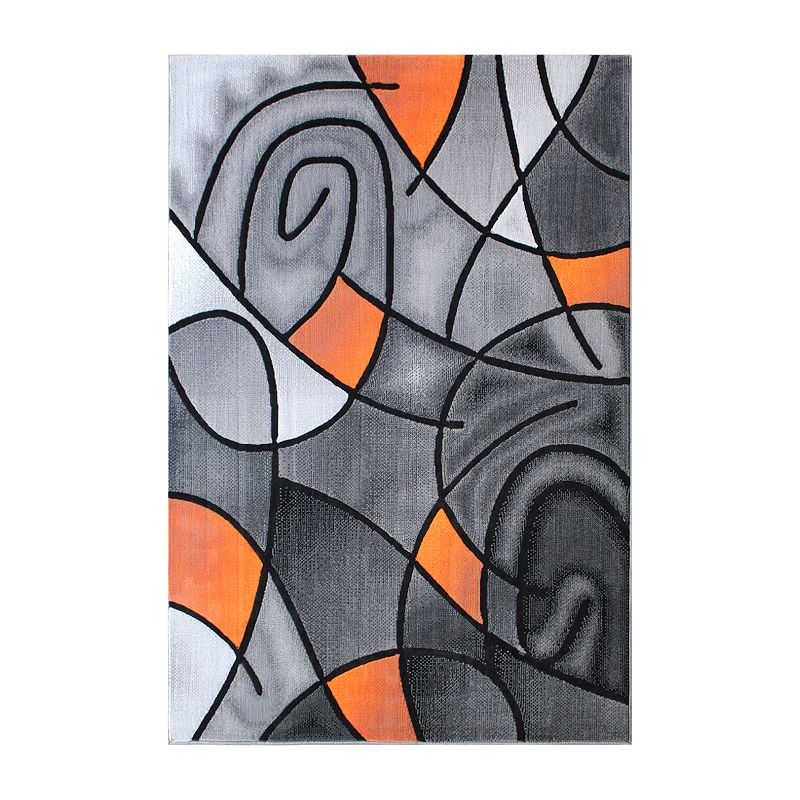 Masada Rugs Masada Rugs Trendz Collection 5'x7' Modern Contemporary Area Rug in Orange， Gray and Black