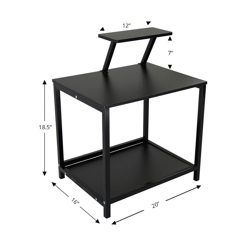 Modern Black Coffee Table with Adjustable Desktop Shelf