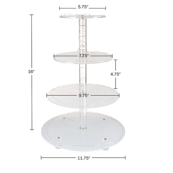 4-Tier Cupcake Stand Round Acrylic Display Stand with LED Lights by Great Northern Party