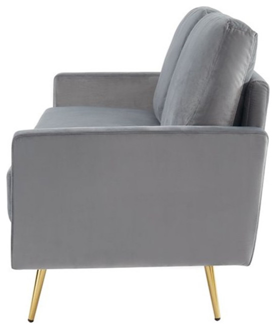 Divani Casa Huffine Modern Velvet and Metal Upholstered Sofa in Gray/Gold   Midcentury   Sofas   by Homesquare  Houzz