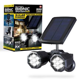 Bell + Howell Solar Powered Motion Activated Integrated LED Black Outdoor Bionic Spotlight Duo Area Light 7782