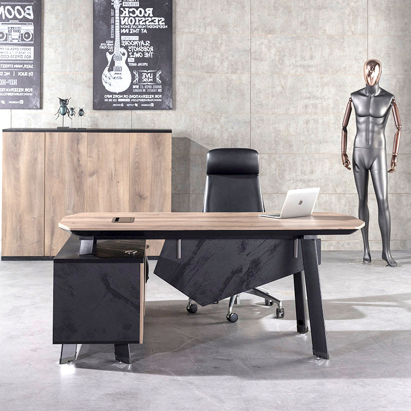 ARTO Executive Office Desk with Reversible Return 1.8M - 2.0M - Warm Oak & Black