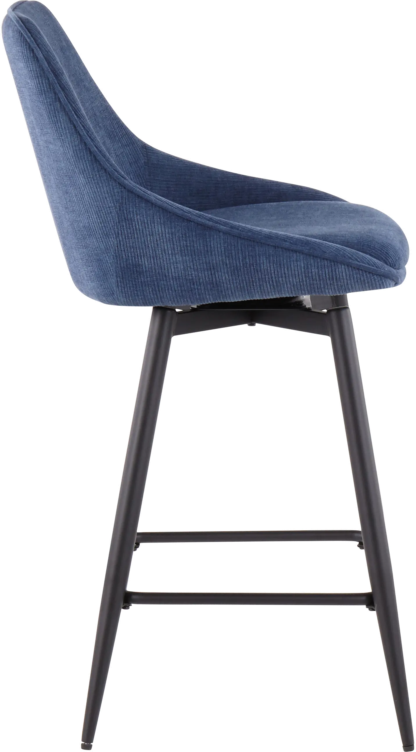 Diana Blue Corduroy Swiveling Counter Stools， Set of 2