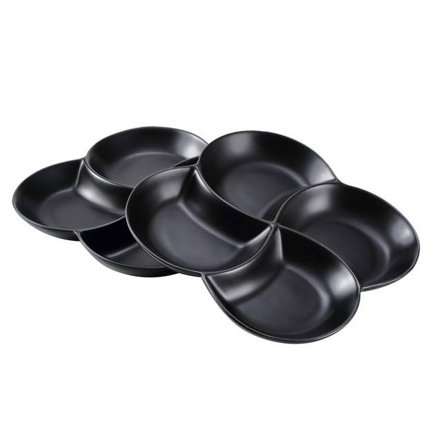 Bruntmor 8 5 x27 x27 Ceramic 4 section Stackable Serving Tray Black Set Of 2