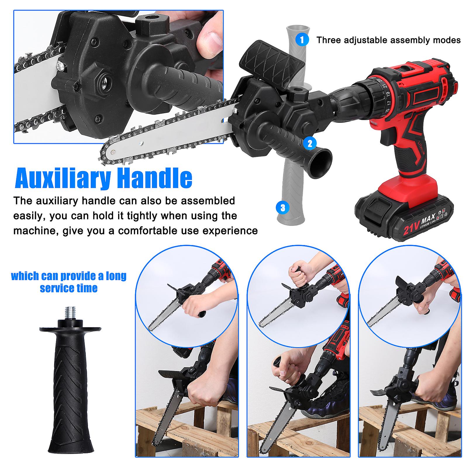 6 Inch Electric Drill Modified To Electric Chainsaw Tool Attachment Electric Chainsaws Accessory Practical Modification Tool Set Woodworking Cutting T