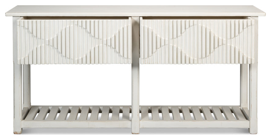 Lola Console Table With Drawers and Shelf Antique White   Transitional   Console Tables   by Sideboards and Things  Houzz