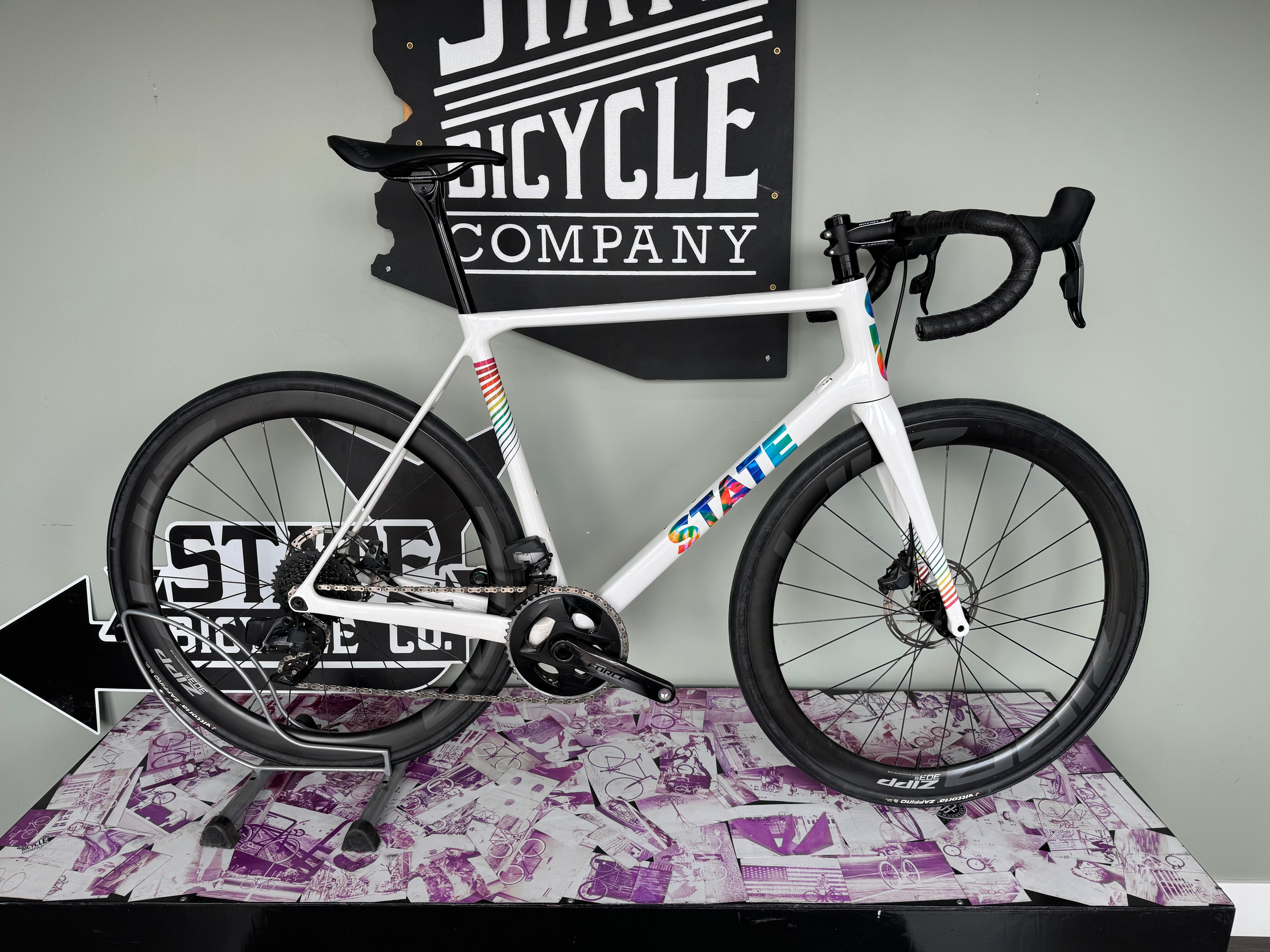 #CM - Custom Build Undefeated Carbon Disc Road w/ Electronic Shifting & Zipp Wheels - Pearl/ Tie-Dye -  58 - Used Condition / Good Condition