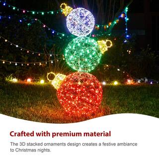 39.25 in. H Lighted Christmas 3D PVC Stacked Ornaments Outdoor Decor with 760 Green LED Lights 2039800007