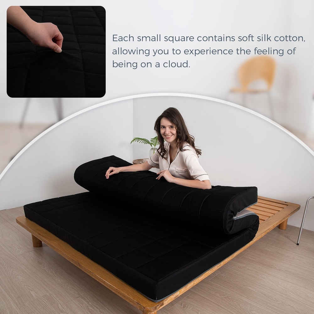 Black Grids Futon Mattress with Removable Cover