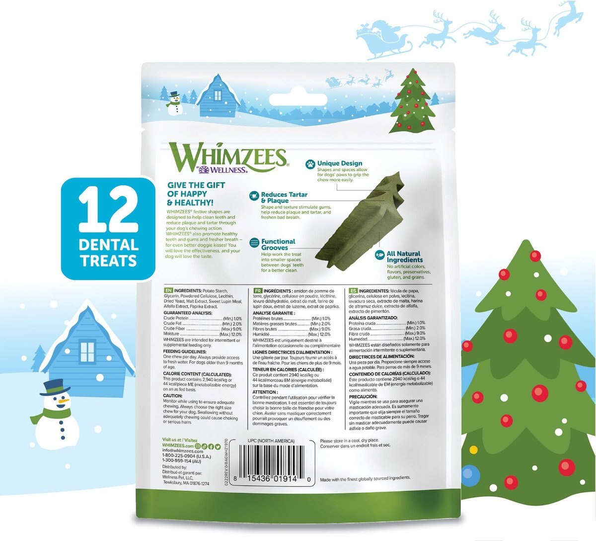 WHIMZEES Holiday Small Grain-Free Dental Dog Treats