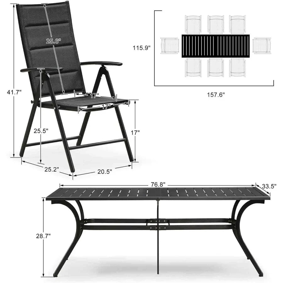 OPEN BOX I PURPLE LEAF Outdoor Lightweight Dining Table Black