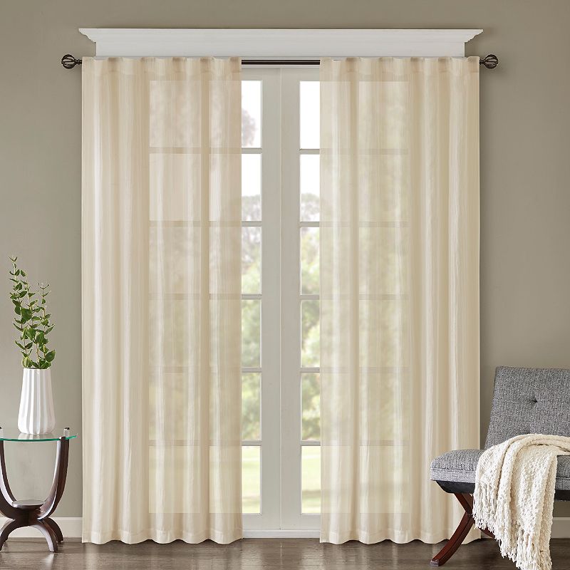 Madison Park 2-pack Kaylee Solid Crushed Sheer Window Curtains