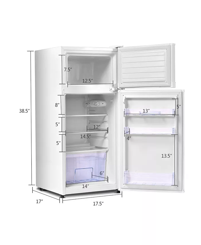 Costway 2 Doors 3.4 cu ft. Unit Compact Mini Refrigerator Freezer Cooler