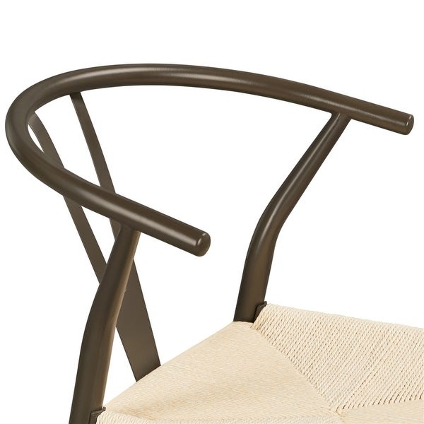 Yaheetech Modern Weave Y-Shaped Dining Chair with Solid Metal Frame