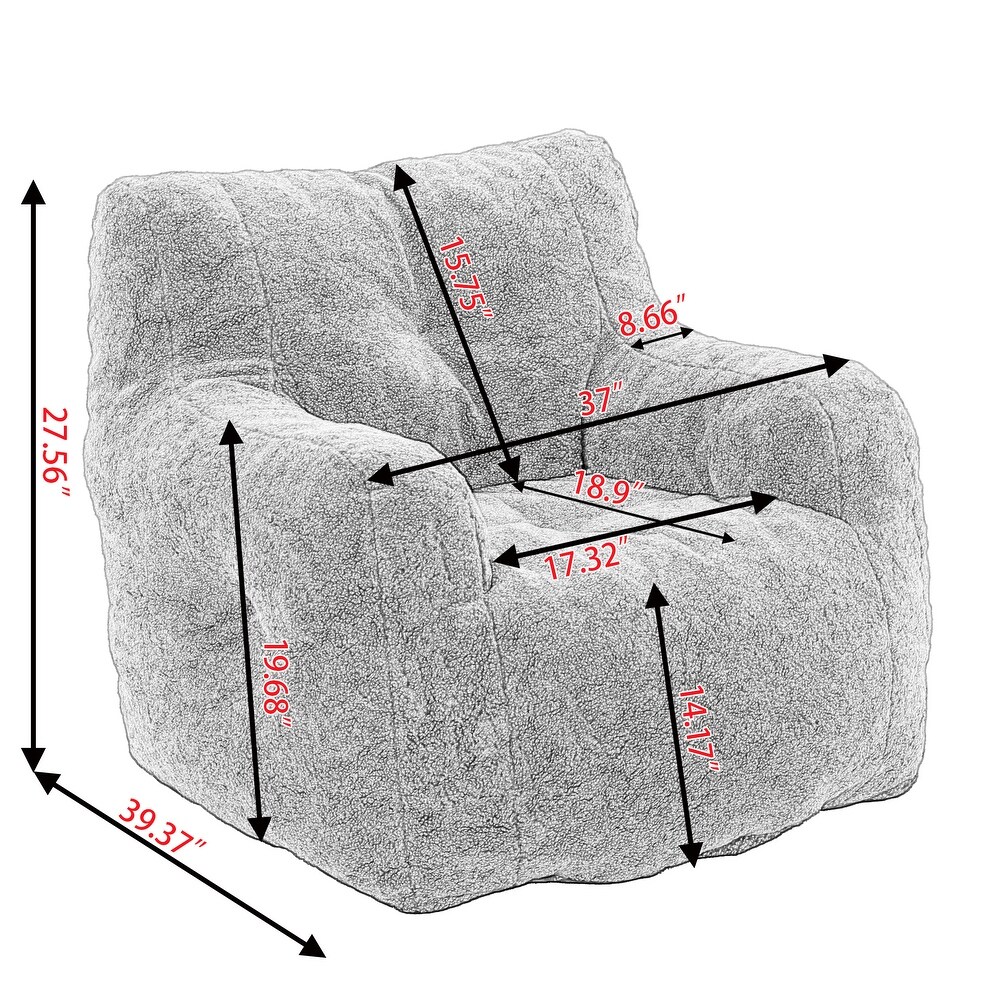 Modern Soft Tufted Foam Bean Bag Chair with Teddy Fabric